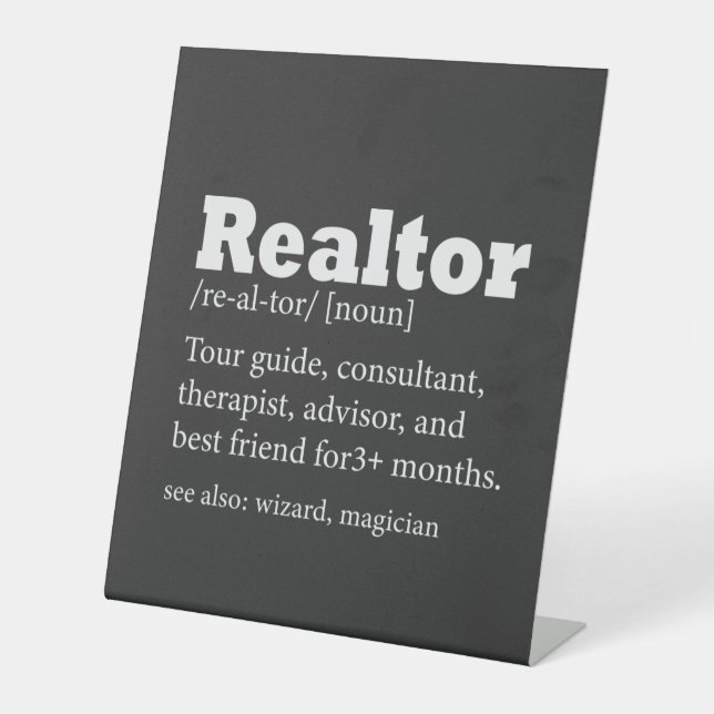 Real Anwesen Agent Realtor Funny Sockelschild (Vorderseite)