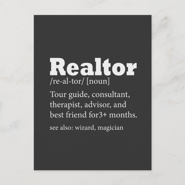Real Anwesen Agent Realtor Funny Zitat Postcard Postkarte (Vorderseite)