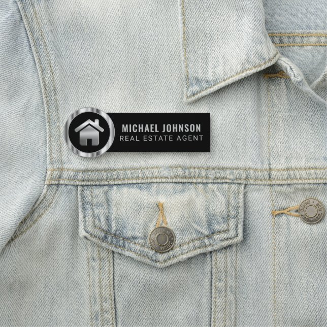 Real Anwesen Agent - Schwarz und Silber Namensschild (Beispiel)