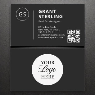 Real Anwesen Agent Schwarz-weißes Logo QR-Code Mod Visitenkarte