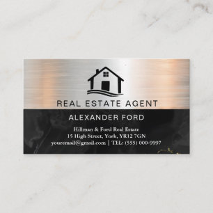 Real Anwesen Agent silber Metallic Gold Marmor Visitenkarte