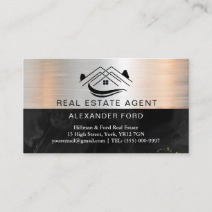 Real Anwesen Agent silber Metallic Gold Marmor Visitenkarte