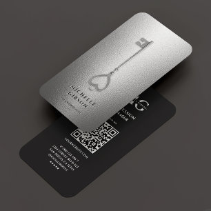 Real Anwesen Agent Silver Key Moderner Salon Visitenkarte