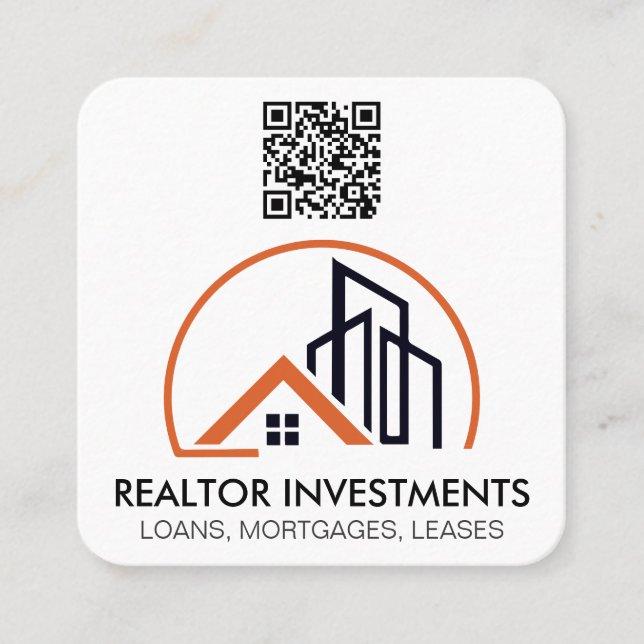 Real Anwesen Agent | Zuhause und Gebäude | QR-Code Quadratische Visitenkarte (Vorderseite)