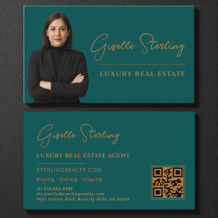 Real Anwesen Aquamarin Copper QR Code Skript Luxus Visitenkarte