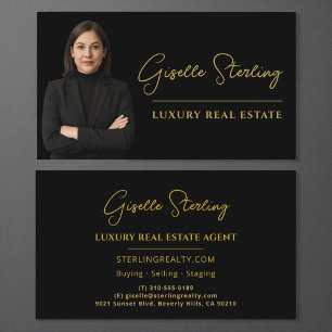 Real Anwesen Black Gold Script Luxus Beruflich Visitenkarte