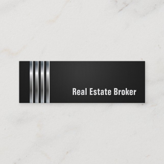 Real Anwesen Broker - Black Silver Stripes Mini Visitenkarte (Vorderseite)