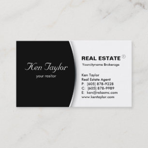 Real Anwesen Business Card Rund um Black Silver 2 Visitenkarte