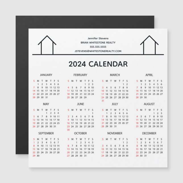 Real Anwesen Company Custom 2024 Calendar Magnet (Vorne/Hinten)
