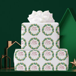 Real Anwesen Company Custom Chic Holiday Wreath Geschenkpapier