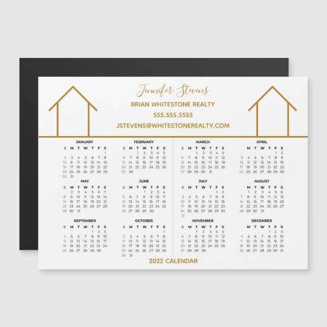 Real Anwesen Company Custom Gold 2022 Kalender Magnetkarte (Vorne/Hinten)