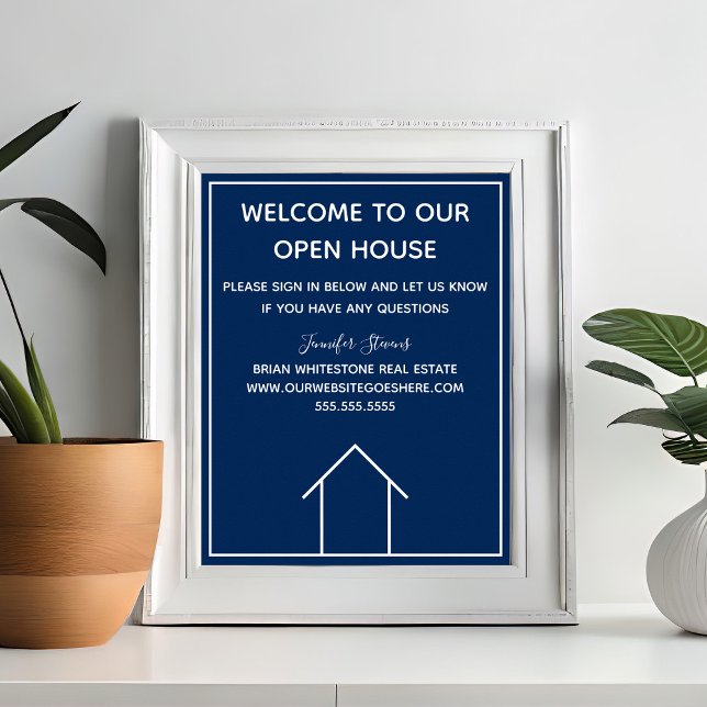 Real Anwesen Company Custom Navy Blue Open House Poster (Von Creator hochgeladen)