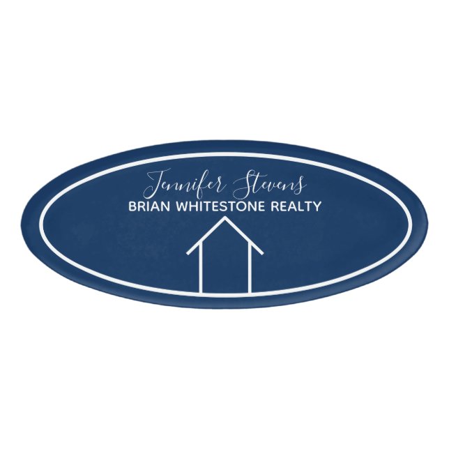 Real Anwesen Company Custom Navy Blue Realtor Namenschild (Vorderseite)