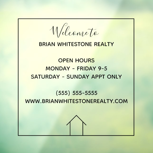 Real Anwesen Company Custom Realty Office Stunden Fensteraufkleber (Blatt 3)