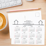 Real Anwesen Company House Custom 2024 Kalender Postkarte<br><div class="desc">Dieser moderne Realtor Postkartenkalender ist nach Ihren Wünschen mit dem Namen Ihres Immobilienunternehmens unter dem Namen des Agenten in schicker Typografie gefertigt. Diese minimalistischen Schwarz-Weiß-Kalender-Postkarten verfügen über eine einfache Linie,  die von einem Haus zeichne. Zeitgenössisches Marketing für einen echten Anwesen Agent,  der Ihnen beim Kauf einer Zuhause hilft.</div>