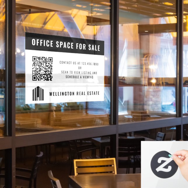 Real Anwesen für den Verkauf von QR-Code Schwarz-w Fensteraufkleber (Restaurantfenster)