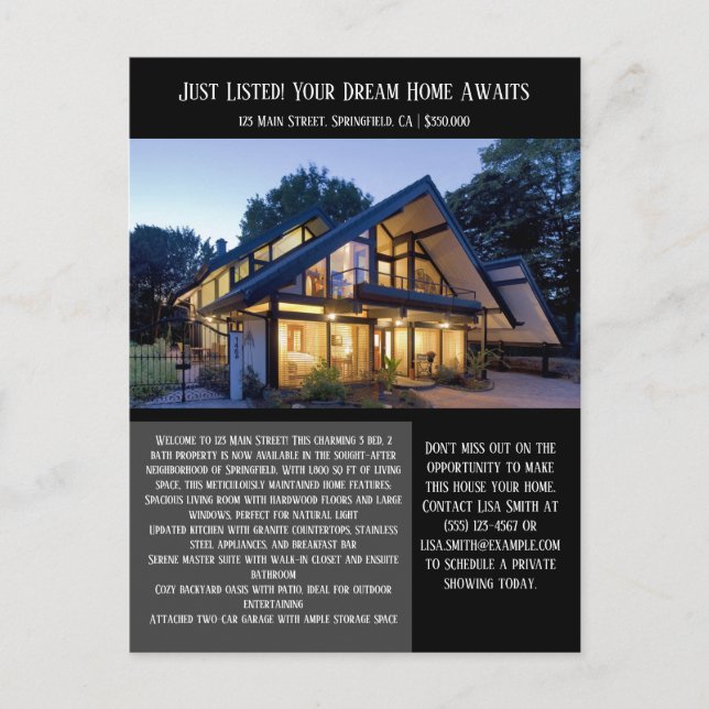 Real Anwesen gerade aufgeführt Postkarte (Vorderseite)