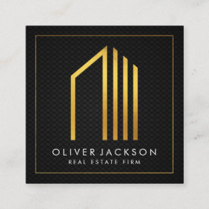 Real Anwesen Gold Lux Führungskraft Schwarzes Quadratische Visitenkarte