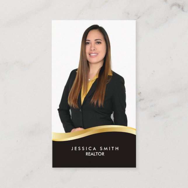 Real Anwesen Gold Swoosh-Visitenkarte Visitenkarte (Vorderseite)