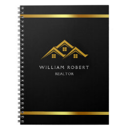 Real Anwesen Golden House Logo Modern Realtor Notizblock