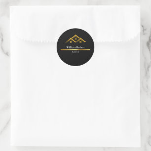 Real Anwesen Golden House Logo Modern Realtor Runder Aufkleber