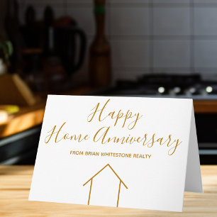 Real Anwesen Happy Zuhause Anniversary Chic Gold Karte