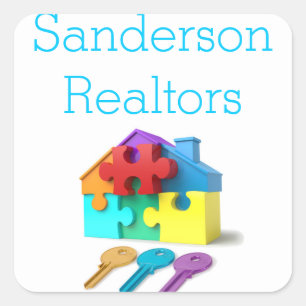 Real Anwesen, House and Keys, Realtor, Anwesen Age Quadratischer Aufkleber
