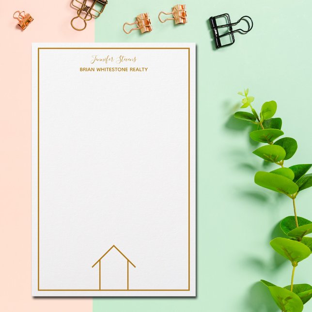 Real Anwesen House Einfach Chic Gold Custom Realto Briefpapier (Von Creator hochgeladen)