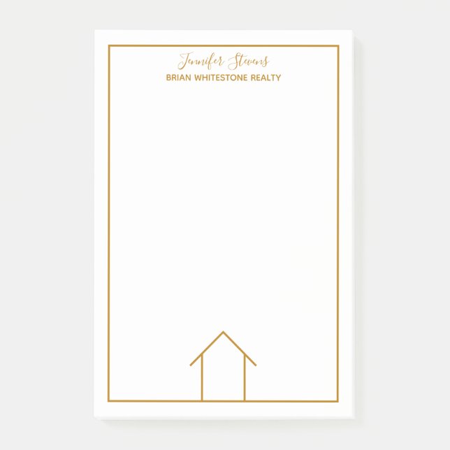 Real Anwesen House Einfach Chic Gold Custom Realto Post-it Klebezettel (Vorderseite)