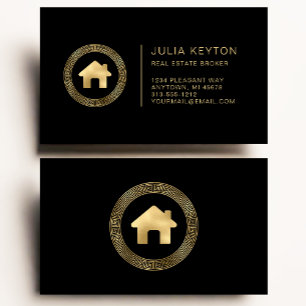 Real Anwesen House Logo griechischer Key Frame Bla Visitenkarte