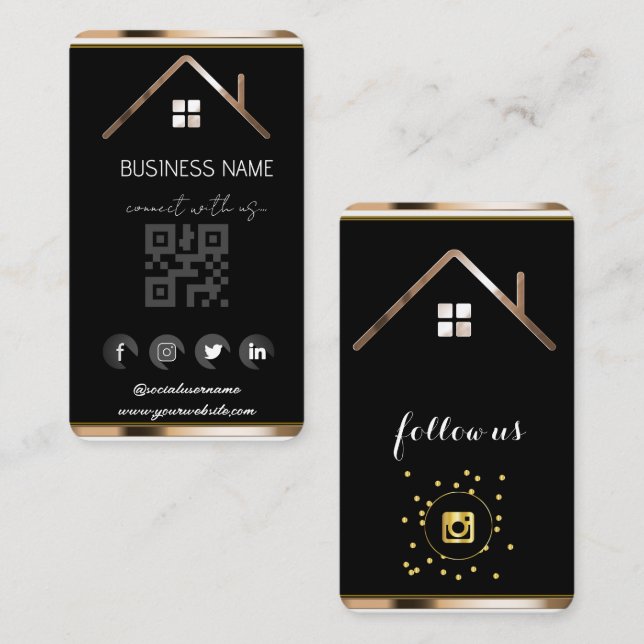 Real Anwesen House - QR-Code für soziale Medien Visitenkarte (Vorne/Hinten)