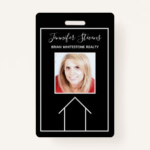 Real Anwesen House Schwarz-weiß Custom Realtor Ausweis