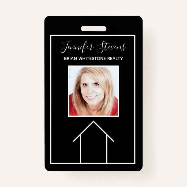 Real Anwesen House Schwarz-weiß Custom Realtor Ausweis (Vorderseite)