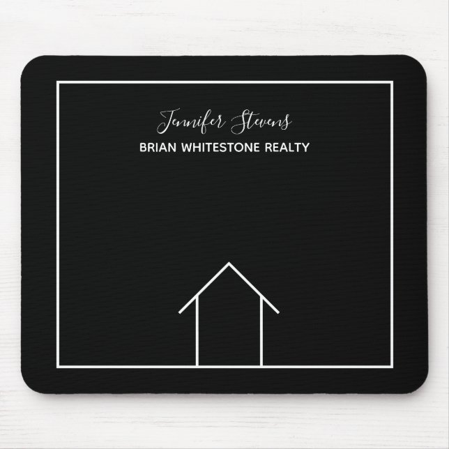 Real Anwesen House Schwarz-weiß Custom Realtor Mousepad (Vorne)