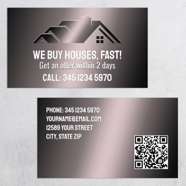 Real Anwesen kaufen wir Häuser QR Visitenkarte (Real Estate We Buy Houses QR Business Cards)