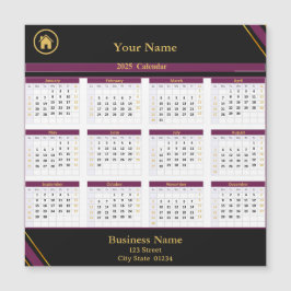 Real Anwesen Lila Black Gold Business Kalender Magnetkarte
