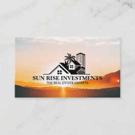 Real-Anwesen-Logo an der Küste | Sonnenaufgang Visitenkarte