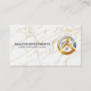 Real-Anwesen-Logo für Gold und Silber   Goldener M Visitenkarte