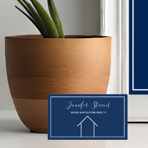 Real Anwesen Modern Navy Blue Minimalistisch Realt Visitenkarte