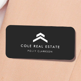 Real Anwesen | Moderner Schwarzer Listing Agent Re Namensschild