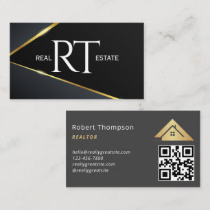 Real Anwesen Navy & Gold Realtor QR-Code Visitenkarte