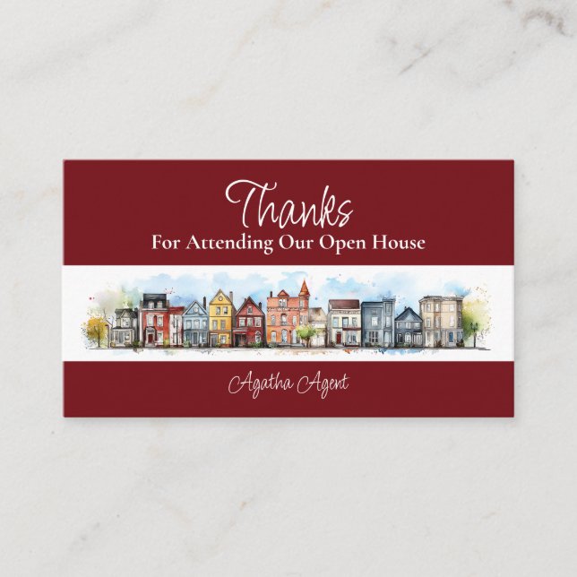 Real Anwesen Open House Danke Burgandy Terminkarte (Vorderseite)
