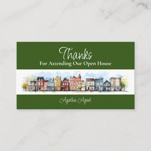 Real Anwesen Open House Danke Green Terminkarte (Vorderseite)