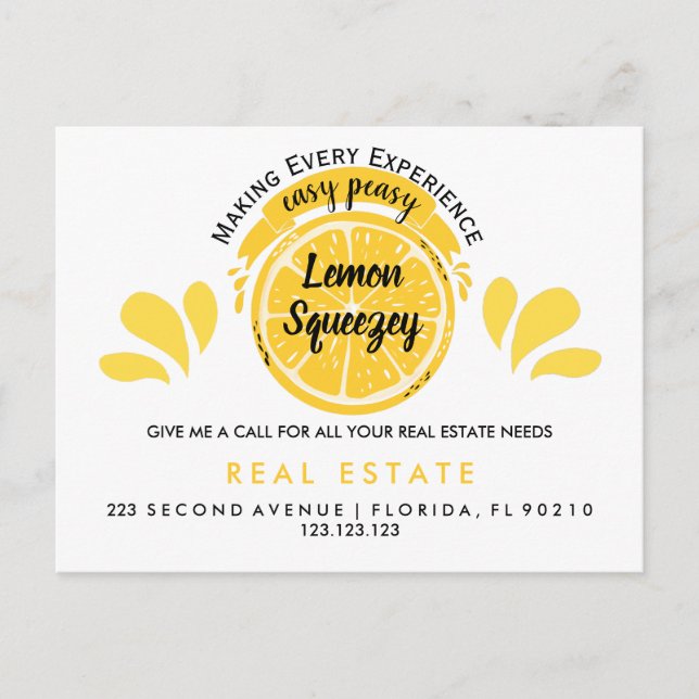 Real Anwesen Open House Lemon Pop per Postkarte (Vorderseite)