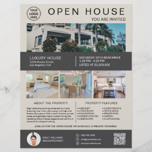 Real Anwesen Open House Logo Foto QR Neutral Flyer
