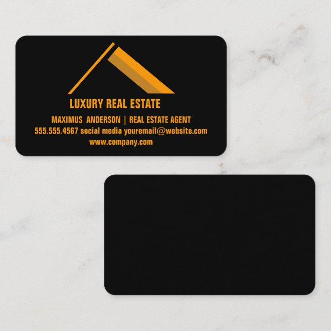 Real Anwesen Property Black Business Card Visitenkarte (Vorne/Hinten)