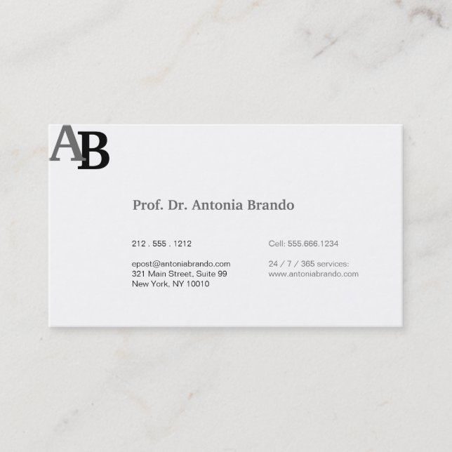 Real Anwesen pur Visitenkarte (Vorderseite)