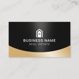 Real Anwesen Realtor Modern House Logo Black & Gol Visitenkarte
