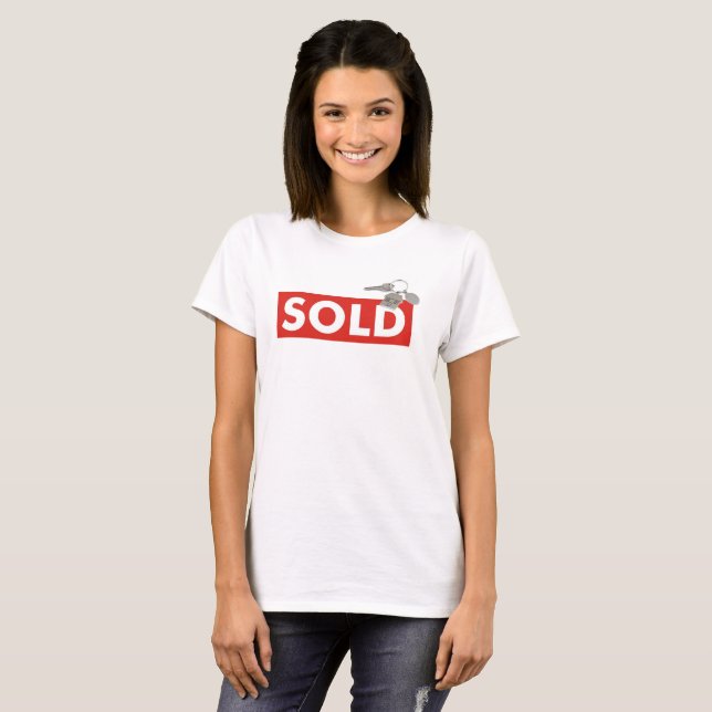 Real Anwesen Red Sold Sign Keys auf Zuhause T - Sh T-Shirt (Vorne ganz)