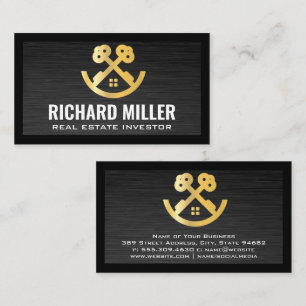 Real Anwesen Roof Gold Keys und House Logo Visitenkarte